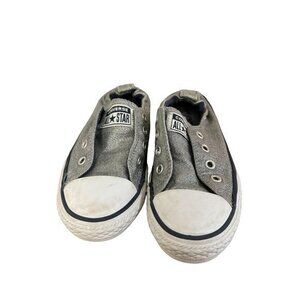 Converse Shoreline Junior‎ Size 1 Metallic Silver Slip-On Sneakers